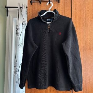Polo by Ralph Lauren Black Ribbed Quarter Zip Pullover Sweater Size L